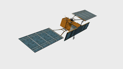 Satellite “Cosmo Skymed” su fondo neutro, immagine 3D, illustrazione