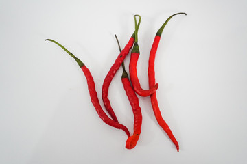 long red chili on a white background