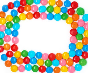 frame of many colored small round candies