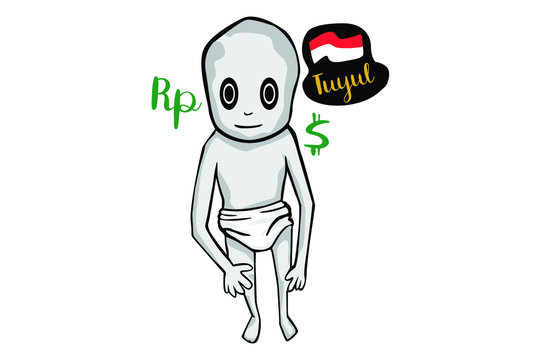 Halloween illustration of cartoon character of Indonesian ghost tuyul