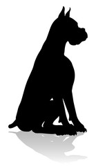 A detailed animal silhouette of a pet dog