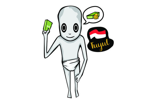 Halloween illustration of cartoon character of Indonesian ghost tuyul