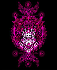 vector illustration Barong bangkung head(traditional balinese culture)