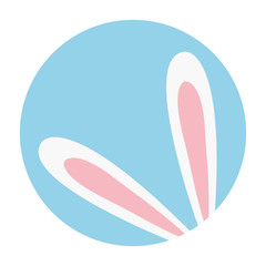 cute ears of rabbit in frame circular isolated icon vector illustration design