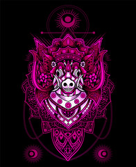 vector illustration Barong bangkung head(traditional balinese culture)