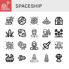 spaceship simple icons set