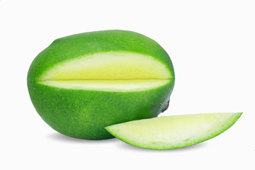 raw green mango with mango slice