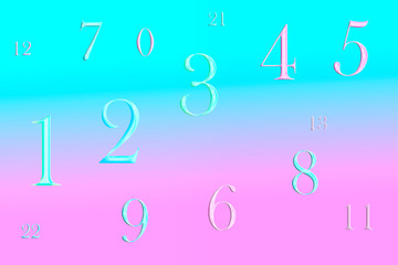 Numerological background in blue and pink
