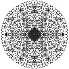 Black and white mandala vector isolated on white. Vector hand drawn circular decorative element.