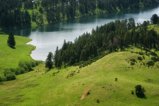 Amazing Spring Landscape of Dospat Reservoir, Smolyan Region, Bulgaria