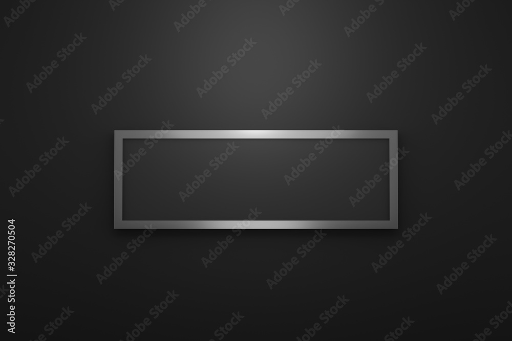Aufkleber blank logo frame with modern style on black background. empty silver template for design emblem and 