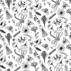 Bugs doodle vector simply pattern