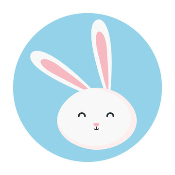 head of cute rabbit in frame circular vector illustration design