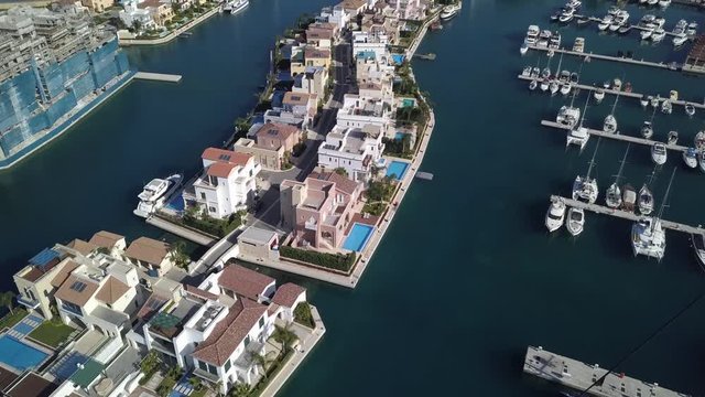 Aerial view of the new houses in marina, Limassol, Cyprus 2019