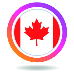 Flag of canada. Round icon for social networks. Ideal for bloggers. Bright design. Vector