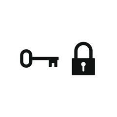 Lock and key icon symbol set. Padlock with keyhole. Security access logo. Privacy safety sign collection. Vector illustration image. Black silhouette shape isolated on white background.