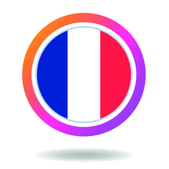 Flag of france. Round icon for social networks. Ideal for bloggers. Bright design. Vector