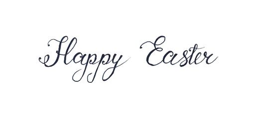 Hand written easter greetings for post card in black color. isolated on white.