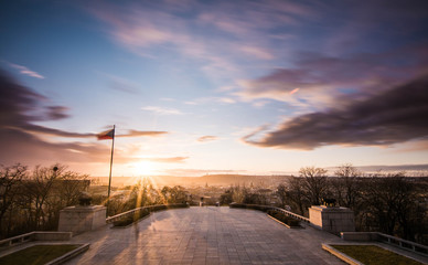 Prague from Vítkov at sunset