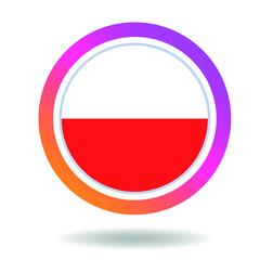 Flag of poland. Round icon for social networks. Ideal for bloggers. Bright design. Vector