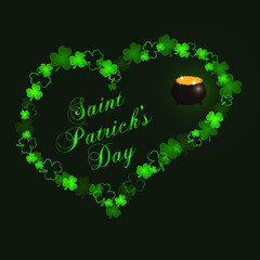 St. Patrick's Day green template. Vector illustration. Design element for template, prints, web, gift, greetings and invitation card, pattern and background