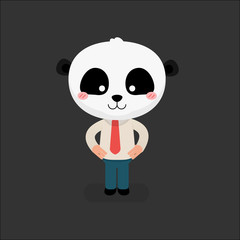 Cute people with panda head: vector illustration