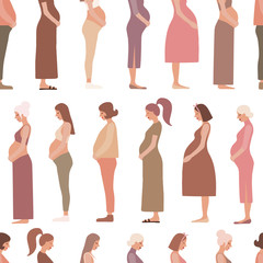 Pregnancy motherhood people expectation seamless pattern background