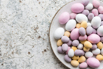 Easter composition with chocolate eggs