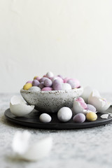 Easter composition with chocolate eggs