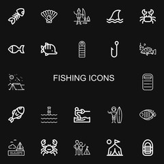 Editable 22 fishing icons for web and mobile
