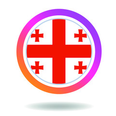 Obraz premium Flag of georgia. Round icon for social networks. Ideal for bloggers. Bright design. Vector