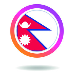 Flag of nepal. Round icon for social networks. Ideal for bloggers. Bright design. Vector