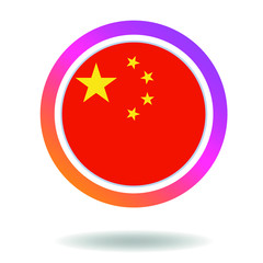 Flag of china. Round icon for social networks. Ideal for bloggers. Bright design. Vector