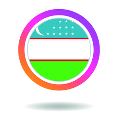 Flag of uzbekistan. Round icon for social networks. Ideal for bloggers. Bright design. Vector