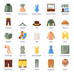  Pack Of Clothing Flat Icons 