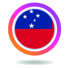 Flag of samoa. Round icon for social networks. Ideal for bloggers. Bright design. Vector