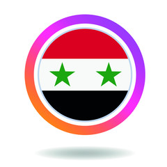 Flag of syria. Round icon for social networks. Ideal for bloggers. Bright design. Vector