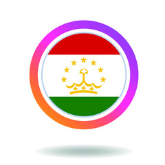 Flag of tajikistan. Round icon for social networks. Ideal for bloggers. Bright design. Vector