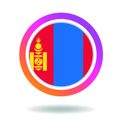 Flag of mongolia. Round icon for social networks. Ideal for bloggers. Bright design. Vector