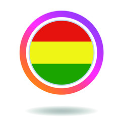Flag of bolivia. Round icon for social networks. Ideal for bloggers. Bright design. Vector