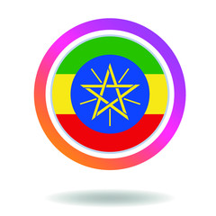 Flag of ethiopia. Round icon for social networks. Ideal for bloggers. Bright design. Vector