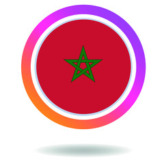 Flag of morocco. Round icon for social networks. Ideal for bloggers. Bright design. Vector