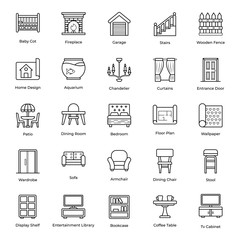  Pack Of Furniture Line Icons 