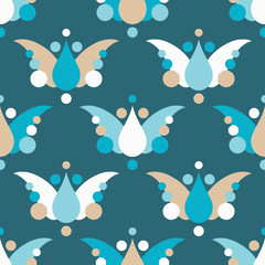 Paisley ornament. Flowers. Polka dots. Ikat. Traditional ornament. Vector illustration for web design or print.