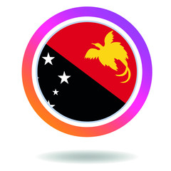 Flag of papua new guinea. Round icon for social networks. Ideal for bloggers. Bright design. Vector