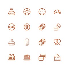 Editable 16 pastry icons for web and mobile