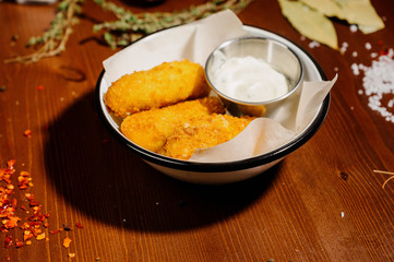 Spicy Deep Fried Breaded Chicken Wings with sause