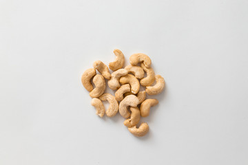 Cashew nuts isolated on white background. Food ingredient