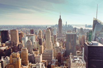Fototapeta na wymiar Skyscrapers of Manhattan. Panoramic view from famous skyscraper Top of the Rock. New York, USA