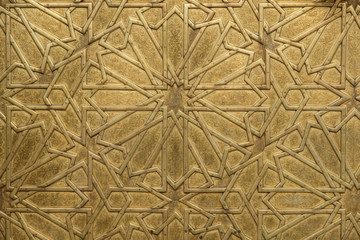 Detailed view of the brass gate at the Royal Palace of Fes